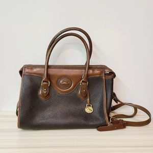 Vintage Dooney Bourke Satchel Purse Leather Bag Crossbody Handbag Black Brown